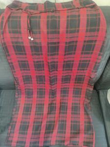 Red Plaid Casual pencil skirt