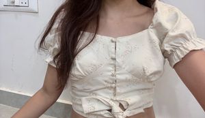 Cute Floral Print Puff Sleeve Top