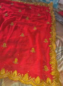 Stunning Red &amp; Gold Embroidered saree