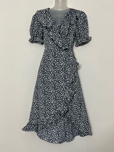 Floral Wrap Dress with Ruffle Detail