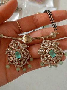ad diamond mangalsutra with chain Kundan Necklace