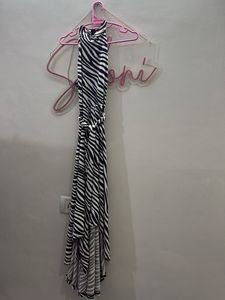 Zebra Print Halter Neck Maxi Dress Brand New