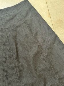 Black Textured Navratri Skirt