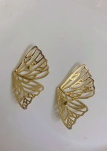 Gold Butterfly Wing Statement Earrings