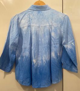 Blue Tie-Dye Button-Up Shirt