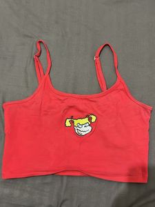 Red Graphic Crop Tank Top