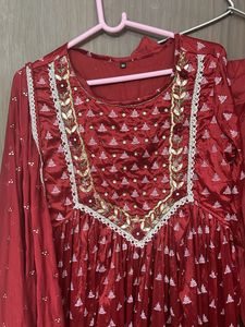 New heavy Maroon Kurta gown with Dupatta
