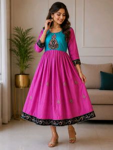 Pink & Blue Anarkali Dress