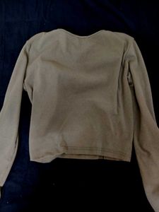 Olive Green Long Sleeve Cropped Top