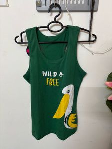 Green Tank Top with "Wild & Free" Print