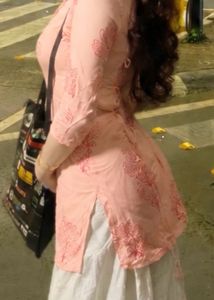 Elegant Pink Kurta with Red Print