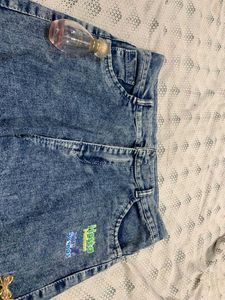 Washed Denim Cargo Jeans