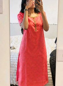 coral Embroidered Kurta set