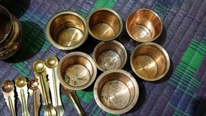 Vintage Copper Kalash Pots/Glass/Spoon Set