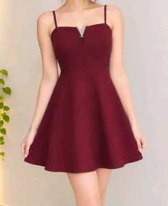 Elegant Maroon Mini Dress