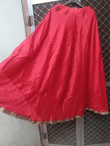 Beautiful Red Kurti With Lahanga And Dupatta