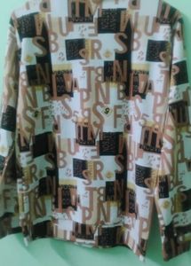 Graphic Print Quarter Zip Long Sleeve Top
