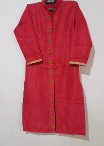 Elegant Red Kurta And Golden Pant