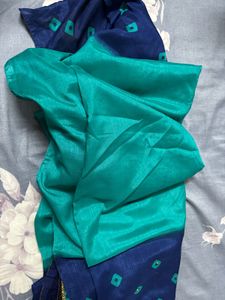 Navy Blue Saree with Green Motifs