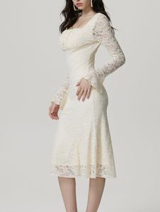 Elegant Lace Square Neck Dress