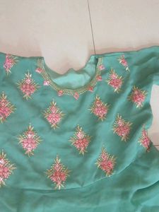Elegant Teal Embellished Maxi Dress