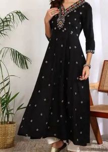 Embroidered Black Kurta
