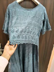 Stylish Grey Chikankari Gawn