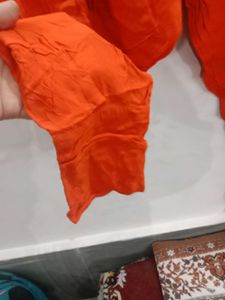 Vibrant Plaid Shirt &amp; Orange Pants Set