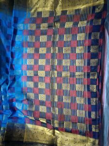 Blue Checked Saree