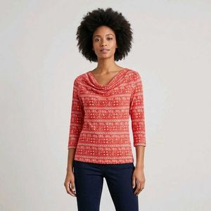Willis Sport Red & White Printed V-Neck Top