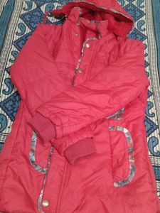Redish pink Hooded Winter Coat