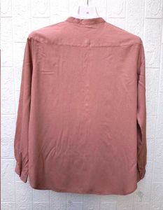 New with tag Korean Pink Pleated Button-Up Blouse