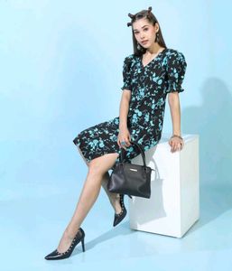 Floral Print Puff Sleeve Mini Dress