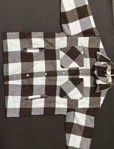 H&amp;M Brown &amp; White checked oversized Shacket