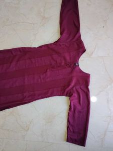 Maroon Striped Kurta