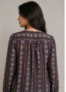 Boho Floral Print Long Sleeve Top