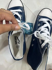 Stylish Navy Blue High-Top Sneakers