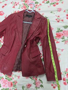 maroon Leather Blazer - bust 32