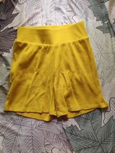 Bright Yellow Ribbed Shorts