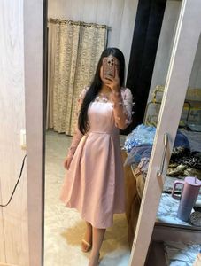 free shipping 🫶 Chic Pink Midi Dress with Floral