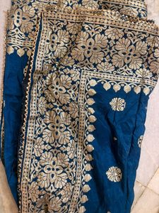 Elegant Blue &amp; Gold Lehenga Choli Set