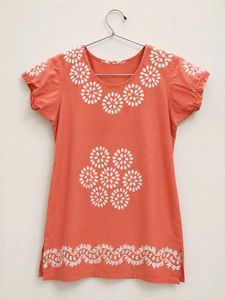 Orange Floral Print T-Shirt