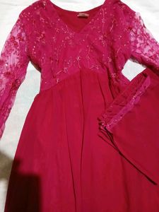 price drop🩷Pink Alia-cut kurtha set