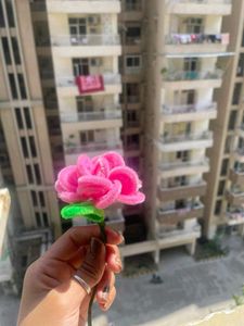 Handmade pink rose flower
