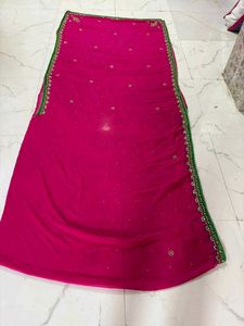 beutifull magenda Pink handwork saree