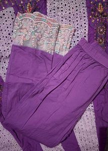 Purple Embroidered Anarkali suit with pant