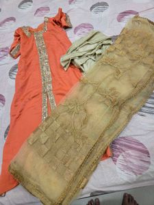 Orange Kurta Set with Dupatta