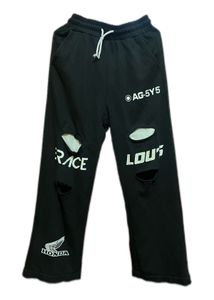 Stylish Black Distressed Damage Sweatpants