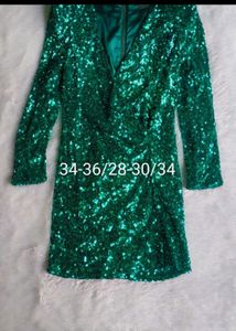 Stunning Emerald Sequin Wrap Dress
