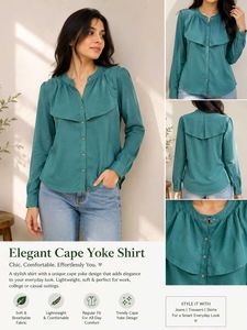 Elegant Teal Cape Yoke Shirt